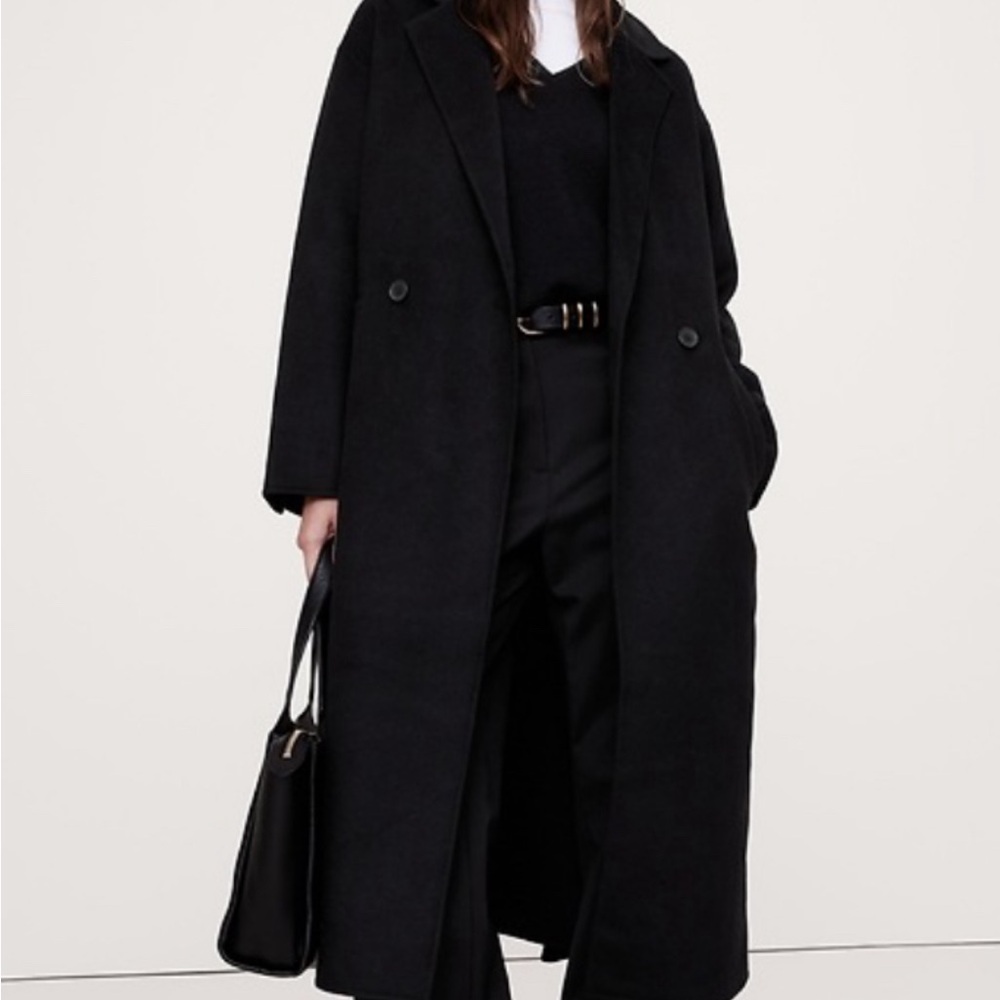 Banana Republic Black Women's Belted Wool Coat